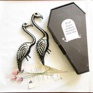 2007 Halloween Black Flamingo Blow Mold Skeleton Yard Prop Pink Inc BOX Lot of 2